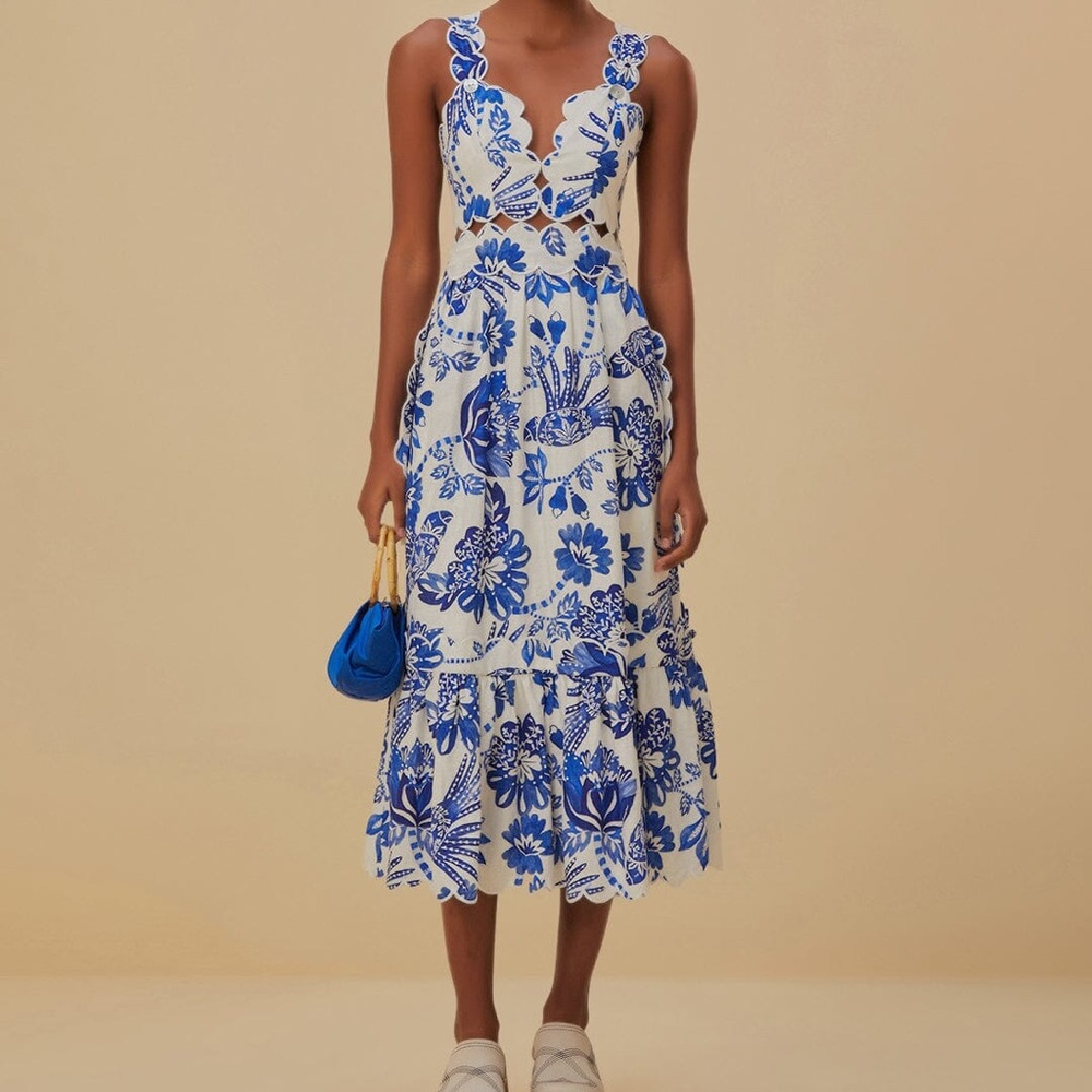 Farm Rio Flowerful Birds Midi Dress